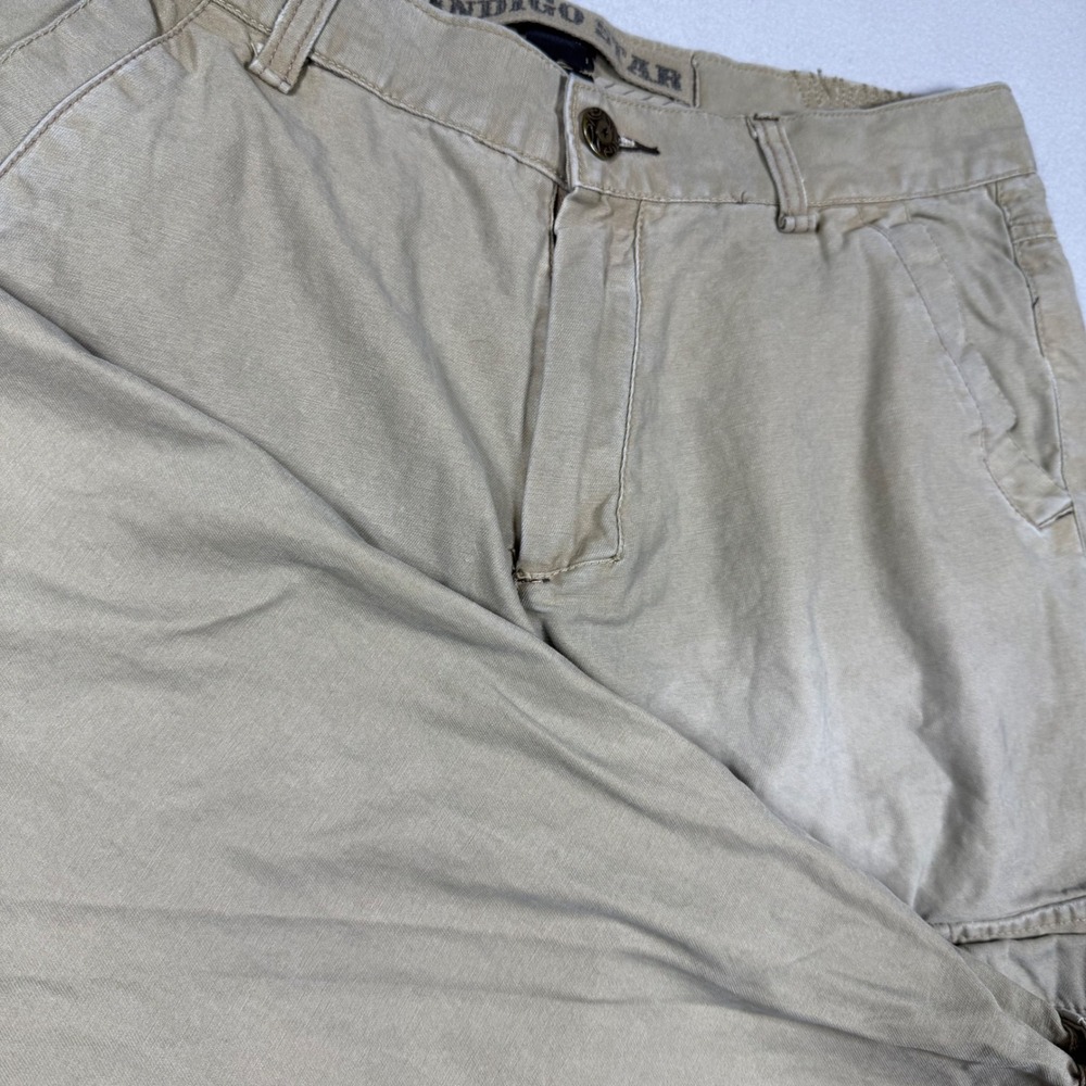Vintage Indigo Star Baggy Khaki Cargo Pants 34x30 Blank‎ Utility Skater Gorpcore